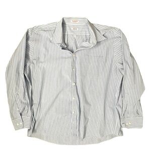 Izod Men’s Blue & White Striped Long Sleeve Slim Fit Dress Shirt - Size 18 1/2